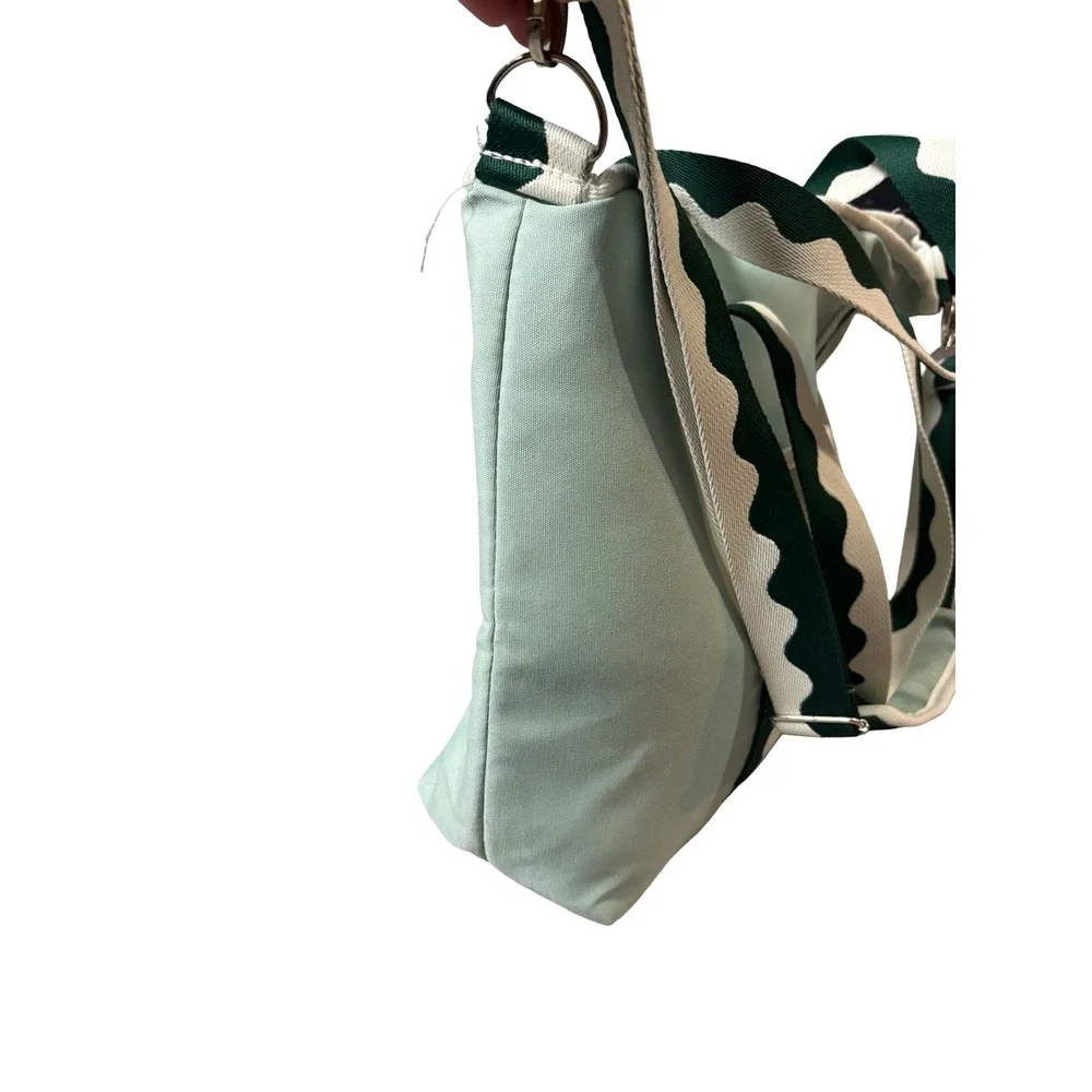 Business & Pleasure Co Cooler Tote Bag Sage Green Scallop Canvas Insulated